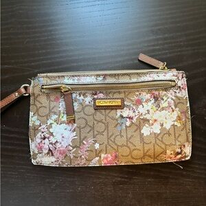 Calvin Klein Floral Tan Wristlet